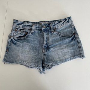 Free People Distressed Rigid 100% Cotton Raw Hem Denim Shorts 2"